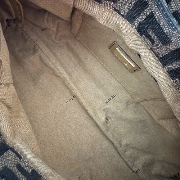 Fendi Chef Brown and Black Zucca Logo Shoulder Bag with Gold Charm